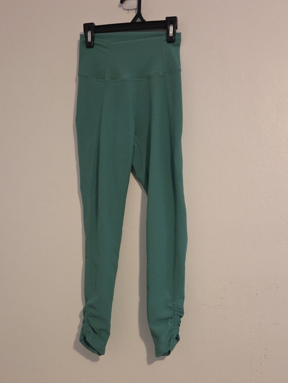 WILO The Label Teal Ribbed, High Waisted Leggings With Rouched Ankles